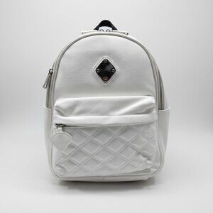 Claire's White Quilted Backpack with diamond plate